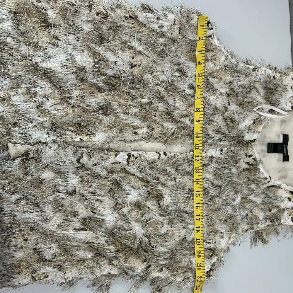 Ali Miles Vest Womens‎ XL Beige Shag Animal Print Hook Closure Art Statement